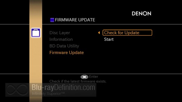 Denon Firmware Update Screen