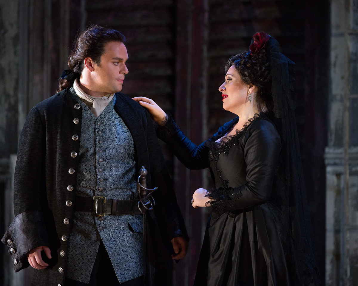 Paul Appleby as Don Ottavio and Hibla Gerzmava as Donna Anna in Mozart's "Don Giovanni." Photo: Marty Sohl/Metropolitan Opera