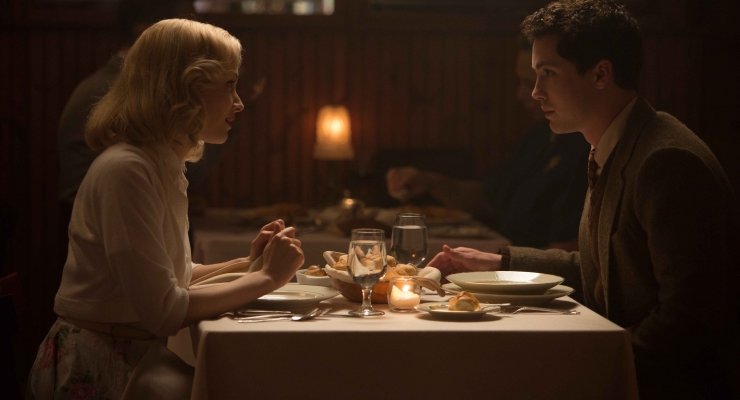 From left to right: Sarah Gadon ("Olivia Hutton," left) and Logan Lerman ("Marcus," right) star in Lionsgate Home Entertainment's INDIGNATION.