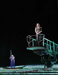 Tamara Mumford as the Pilgrim and Susanna Phillips as Clémence in Kaija Saariaho's L'Amour de Loin. Photo by Ken Howard/Metropolitan Opera.