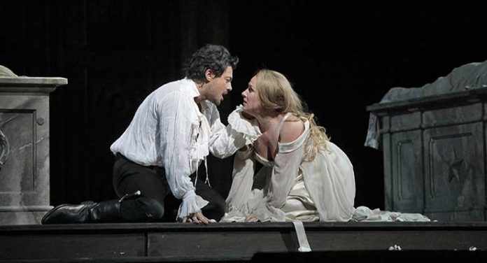 Vittorio Grigolo as Roméo and Diana Damrau as Juliette in Gounod's Roméo et Juliette. Photo by Ken Howard/Metropolitan Opera. From Romeo et Juliette (January 21)