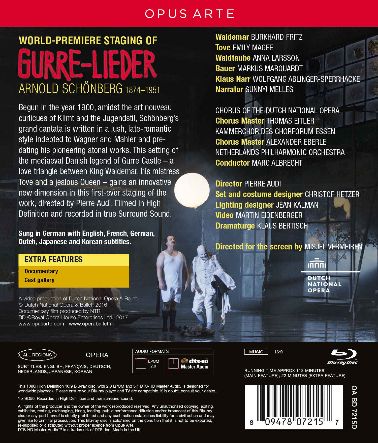Arnold Schöenberg: Gurre-Lieder (Opus Arte OABD7215D) Blu-ray Disc Back Cover Insert