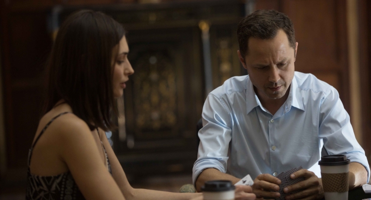From left to right: Justine Cotsonas as Shannon and Giovanni Ribisi as Marius/Pete. Photo Credit: Amazon Prime Video/Eric Liebowitz.