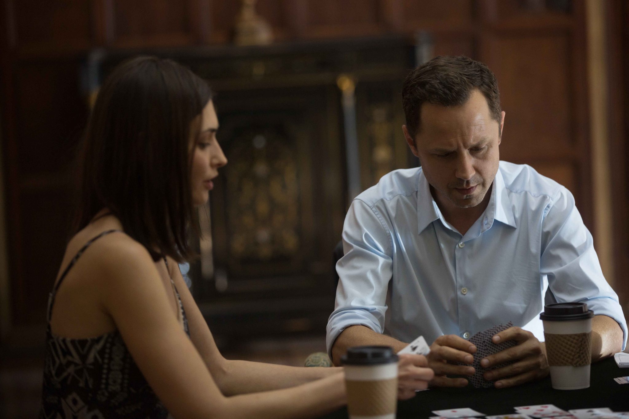 From left to right: Justine Cotsonas as Shannon and Giovanni Ribisi as Marius/Pete. Photo Credit: Amazon Prime Video/Eric Liebowitz.