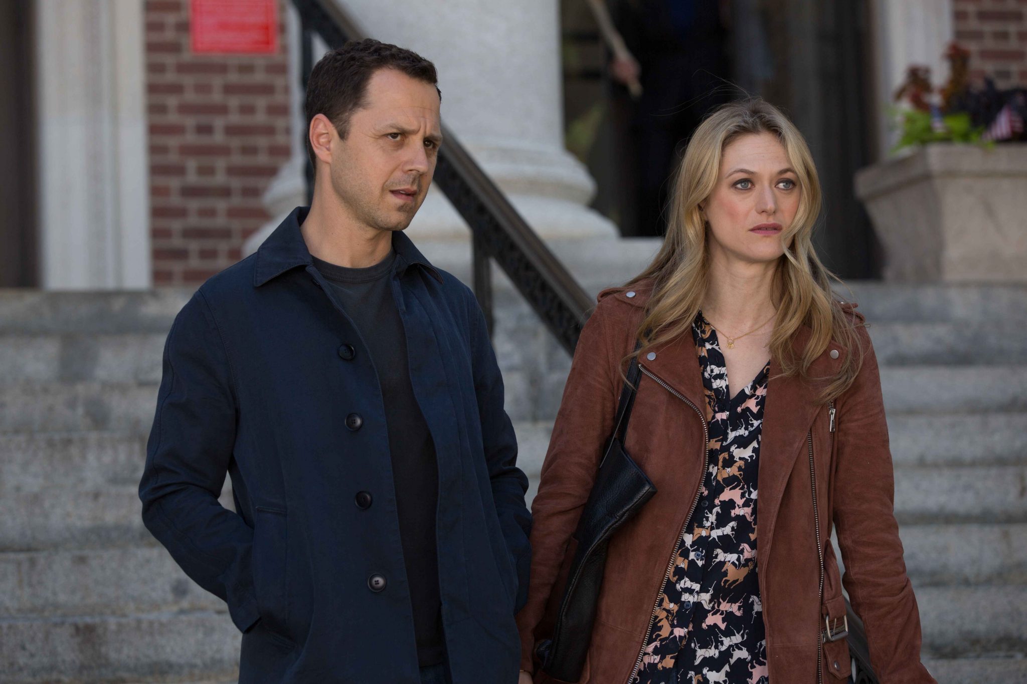 From left to right: Giovanni Ribisi as Marius/Pete and Marin Ireland as Julia Bowman. Photo Credit: Amazon Prime Video/Eric Liebowitz.