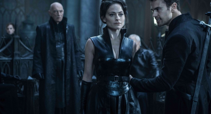 Lara Pulver (center), Theo James (right) and James Faulkner (left) in Screen Gems’ UNDERWORLD: BLOOD WARS. © 2016 CTMG, Inc. All Rights Reserved. **ALL IMAGES ARE PROPERTY OF SONY PICTURES ENTERTAINMENT INC. FOR PROMOTIONAL USE ONLY. SALE, DUPLICATION OR TRANSFER OF THIS MATERIAL IS STRICTLY PROHIBITED.