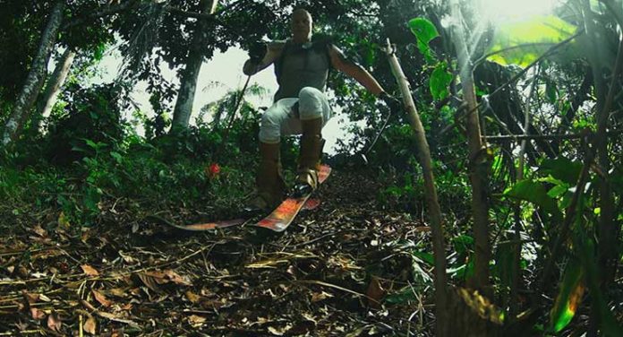Vin Diesel skies through a jungle in xXx: Return of Xander Cage (2017)