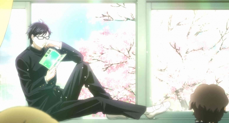 A scene from the anime series Haven't You Heard? I'm Sakamoto