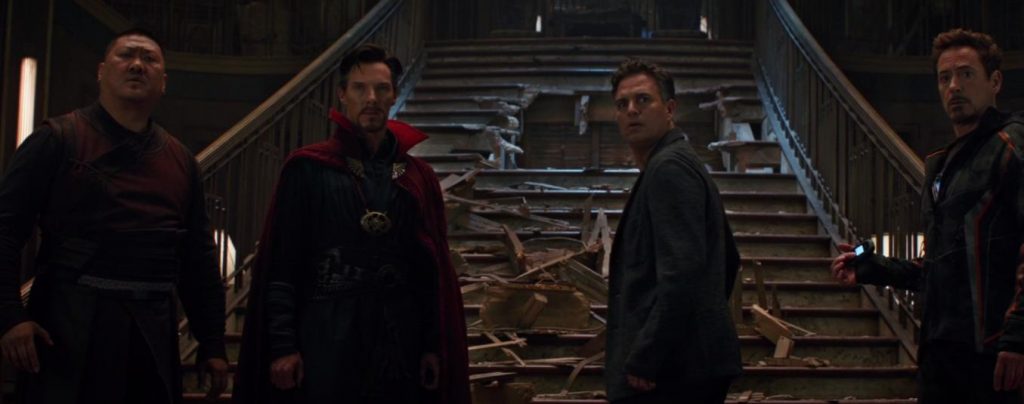 Avengers: Infinity War Robert Downey Jr., Mark Ruffalo, Benedict Wong, and Benedict Cumberbatch in Avengers: Infinity War (2018)