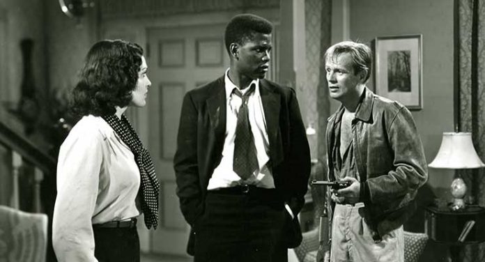 Sidney Poitier, Linda Darnell, and Richard Widmark in No Way Out (1950)