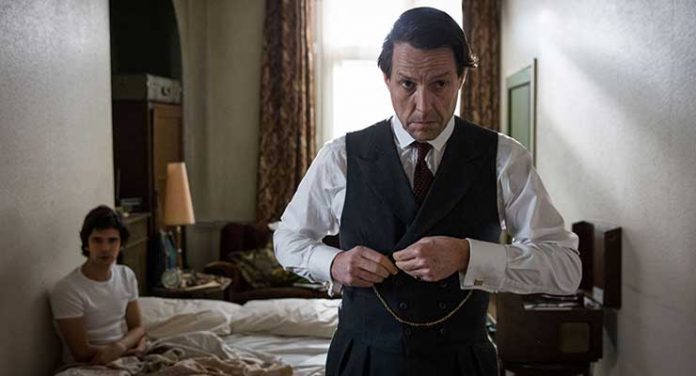 Programme Name: A Very English Scandal - TX: n/a - Episode: n/a (No. 1) - Picture Shows: Norman Scott (BEN WHISHAW), Jeremy Thorpe (HUGH GRANT) - (C) Blueprint Television Ltd - Photographer: Sophie Mutevelian