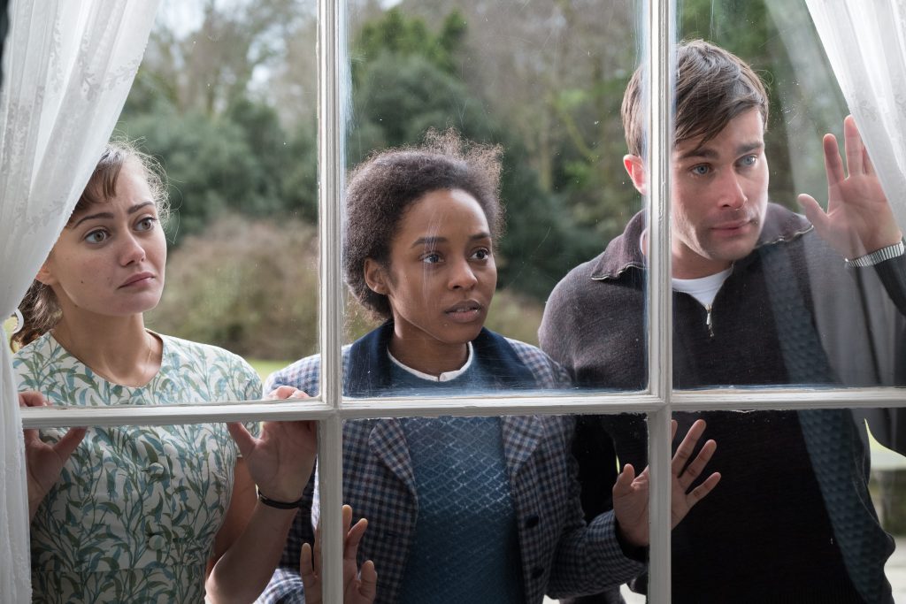 Ordeal by Innocence From left to right: Ella Purnell as Hester Argyll, Crystal Clarke as Tina Argyll, Christian Cooke as Mickey Argyll in Ordeal by Innocence