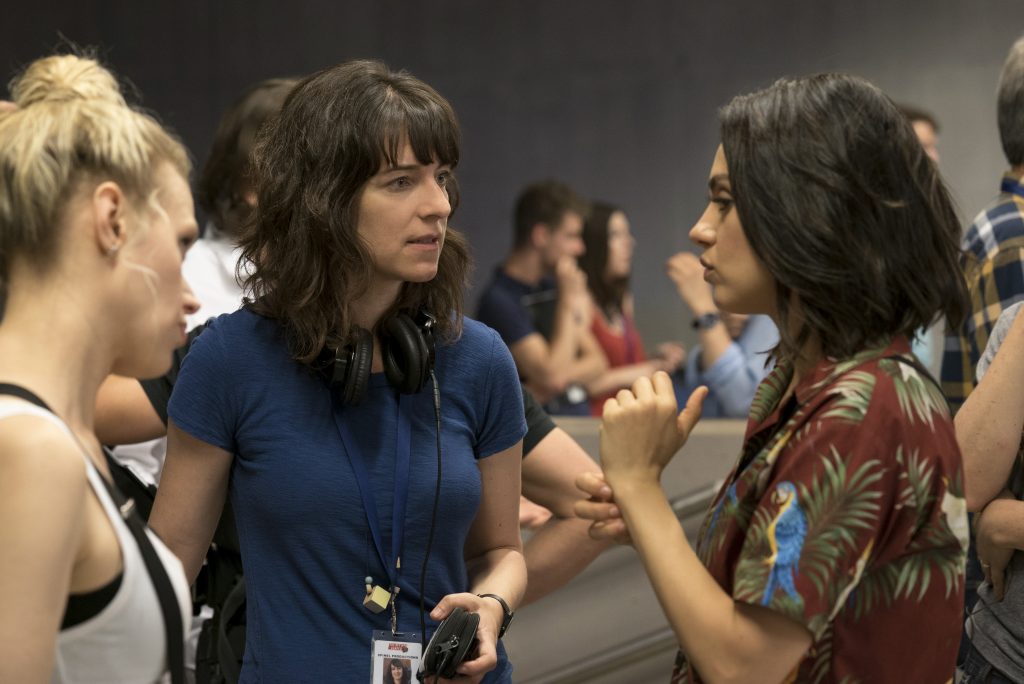 The Spy Who Dumped Me Day 16 From L to R: Kate McKinnon, Director Susanna Fogel and Mila Kunis on the set of THE SPY WHO DUMPED ME. Photo Credit: Hopper Stone/SMPSP