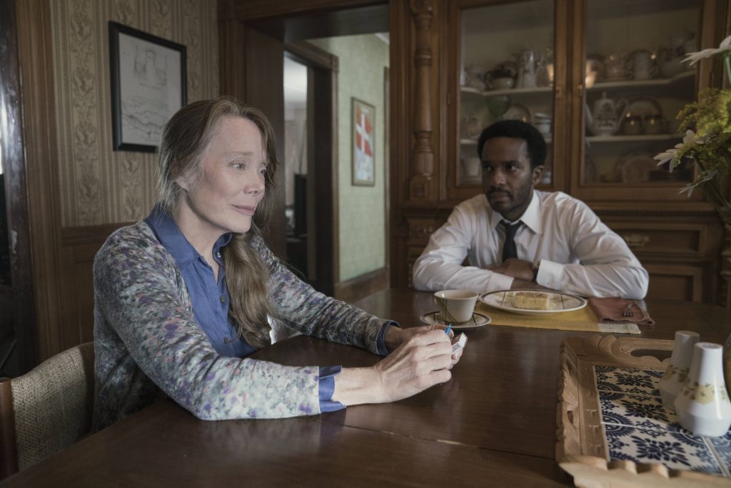 Castle Rock -- Severance Castle Rock --"Severance" - Episode 101 -- Henry Deaver, a death-row attorney, confronts his dark past when an anonymous call lures him back to his hometown of Castle Rock, Maine. Ruth Deaver (Sissy Spacek) and Henry Deaver (Andre Holland), shown. (Photo by: Patrick Harbron/Hulu)