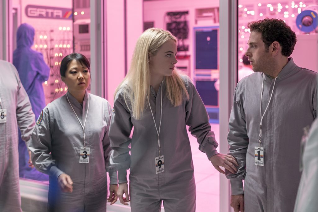 Maniac Emma Stone and Jonah Hill in Netflix Limited Series Maniac (2018). Photo Credit: Michele K. Short / Netflix