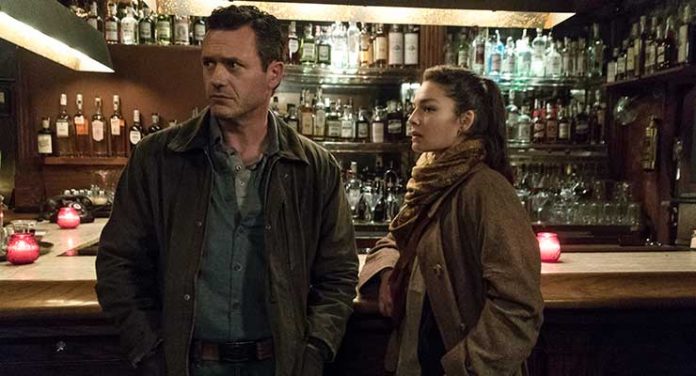 From left to right: Jason O’Mara as Wyatt Price and Alexa Davalos as Juliana Crain in The Man in the High Castle Season Three. Photo Credit: Liane Hentscher/Amazon Prime Video.
