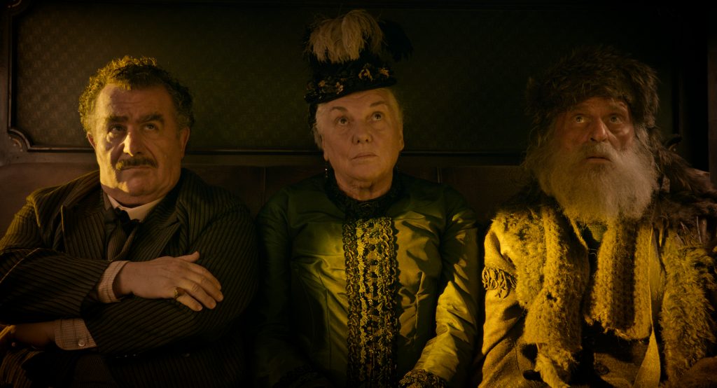 THE BALLAD OF BUSTER SCRUGGS Saul Rubinek is Frenchman, Tyne Daly is Lady, and Chelcie Ross is Trapper in The Ballad of Buster Scruggs, a film by Joel and Ethan Coen.