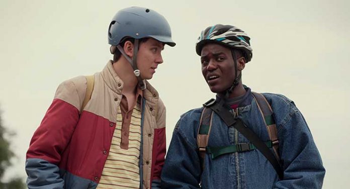 Asa Butterfield and Ncuti Gatwa in Sex Education Season 1. Photo Credit: Sam Taylor/Netflix