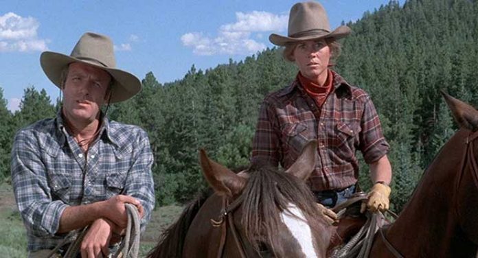 James Caan and Jane Fonda in Comes a Horseman (1978)