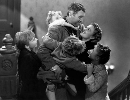 James Stewart, Donna Reed, Carol Coombs, Karolyn Grimes, Jimmy Hawkins, and Larry Simms in It's a Wonderful Life (1946)