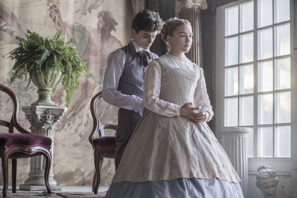 Timothee Chalamet (Finalized);Florence Pugh (Finalized) Timothée Chalamet and Florence Pugh in Columbia Pictures’ LITTLE WOMEN.