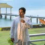 Austin Stowell, Michael Peña and Lucy Hale in Columbia Pictures’ BLUMHOUSE’S FANTASY ISLAND. DF-01507_01567_r - Austin Stowell, Michael Peña and Lucy Hale in Columbia Pictures’ BLUMHOUSE’S FANTASY ISLAND. Photo Credit: Christopher Moss