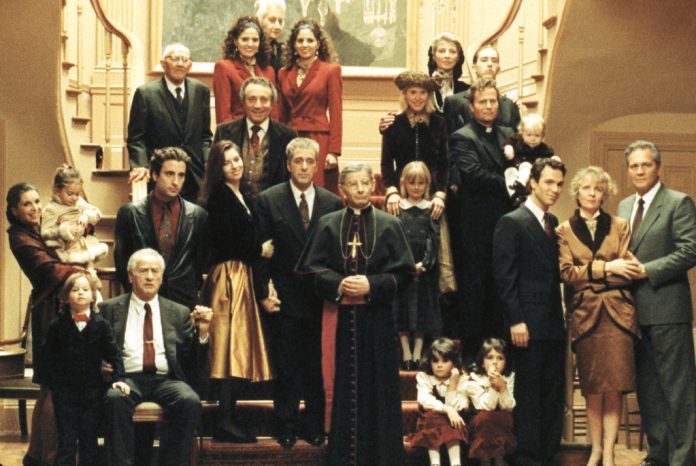 Al Pacino, Andy Garcia, Diane Keaton, Sofia Coppola, Talia Shire, Franc D'Ambrosio, Al Martino, and Eli Wallach in The Godfather, Coda: The Death of Michael Corleone (1990)