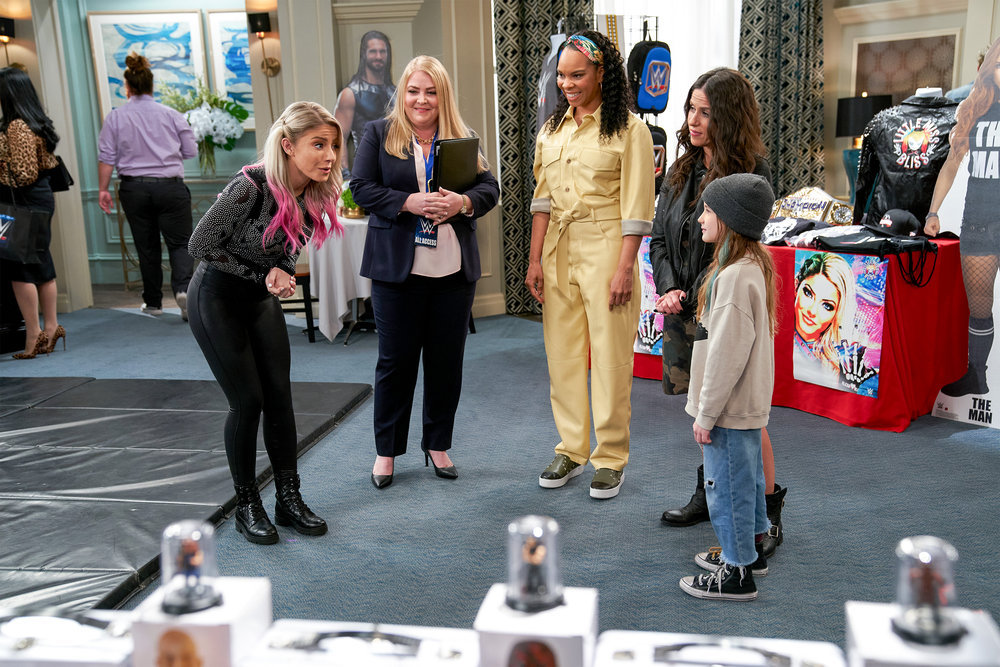PUNKY BREWSTER -- "The Look of Daniel" Episode 106 -- Pictured: (l-r) Alexis Bliss, Ami Foster as Margaux, Cherie Johnson as Cherie, Soleil Moon Frye as Punky Brewster, Quinn Copeland as Izzy -- (Photo by: Tyler Golden/Peacock)