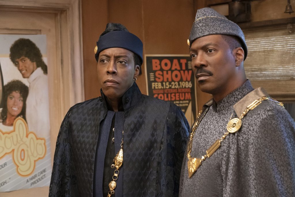 Arsenio Hall and Eddie Murphy star in COMING 2 AMERICA Photo: Quantrell D. Colbert © 2020 Paramount Pictures