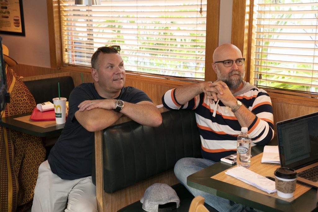 Director Craig Brewer (right) on the set of COMING 2 AMERICA Photo: Quantrell D. Colbert © 2020 Paramount Pictures