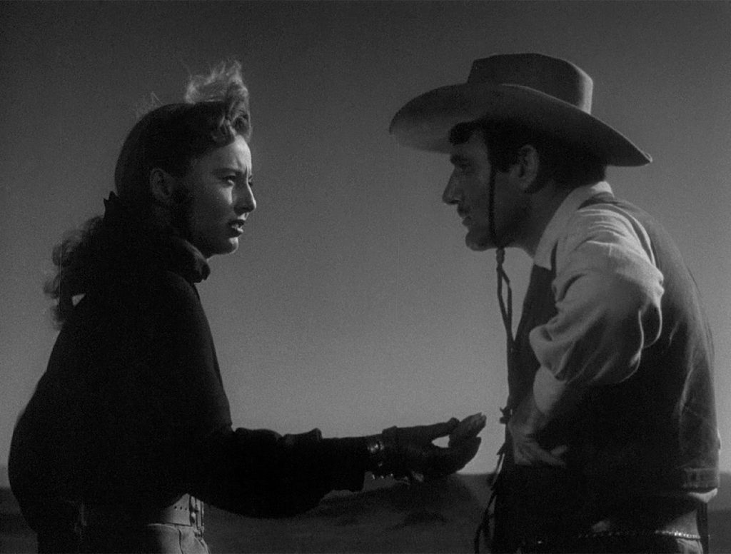 Barbara Stanwyck and and Gilbert Roland in The Furies (1950). Screen grab courtesy of the Criterion Collection.