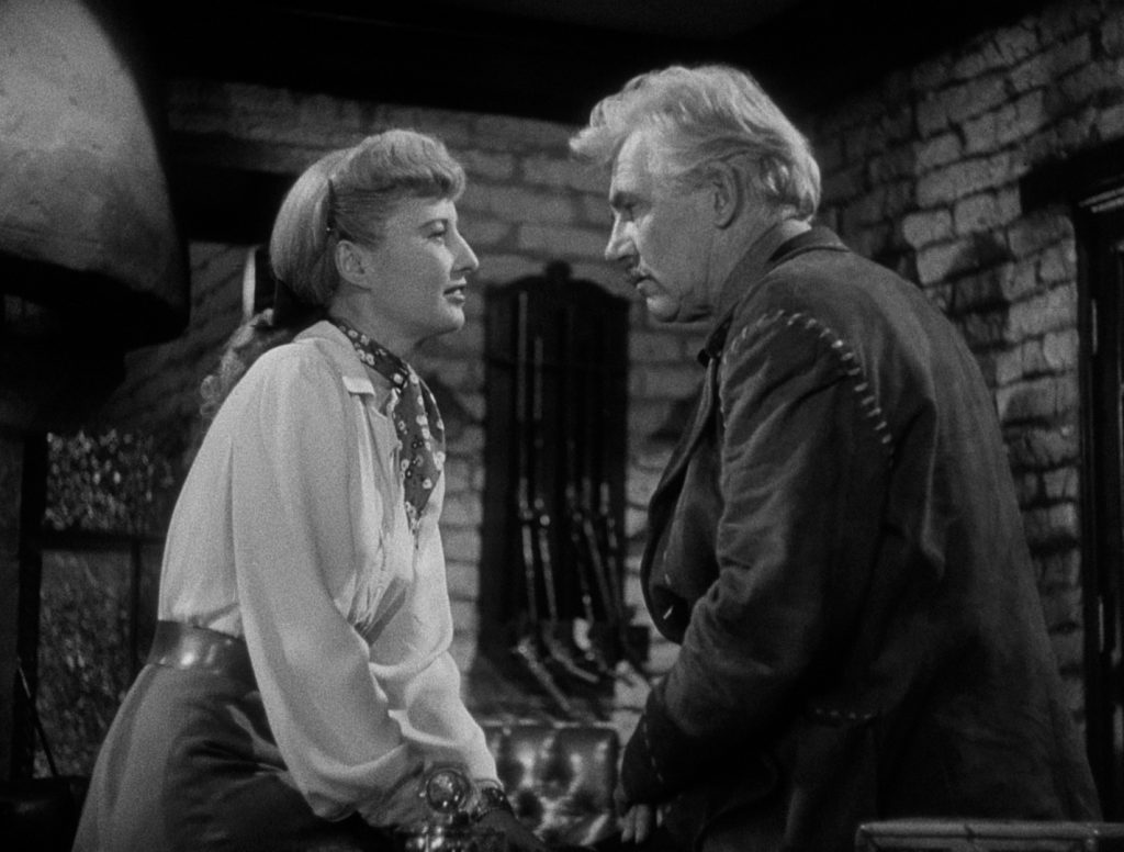 Barbara Stanwyck and Walter Huston in The Furies (1950). Screen grab courtesy of the Criterion Collection.