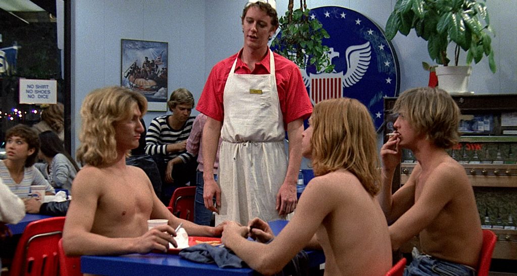 Sean Penn, Judge Reinhold, and Eric Stoltz in Fast Times at Ridgemont High (1982). Screenshot courtesy The Criterion Collection.