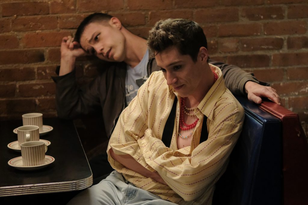 [L-R] Nick Krause as Billy and James Bloor as Patrick in the drama/comedy film, SHOPLIFTERS OF THE WORLD, a RLJE Films release. Photo courtesy of RLJE Films.