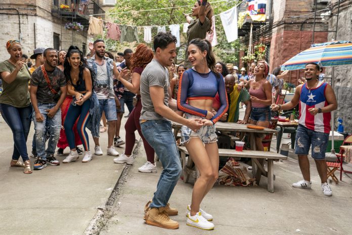 Keomi Key, Melissa Barrera, and Anthony Ramos in In the Heights (2021)