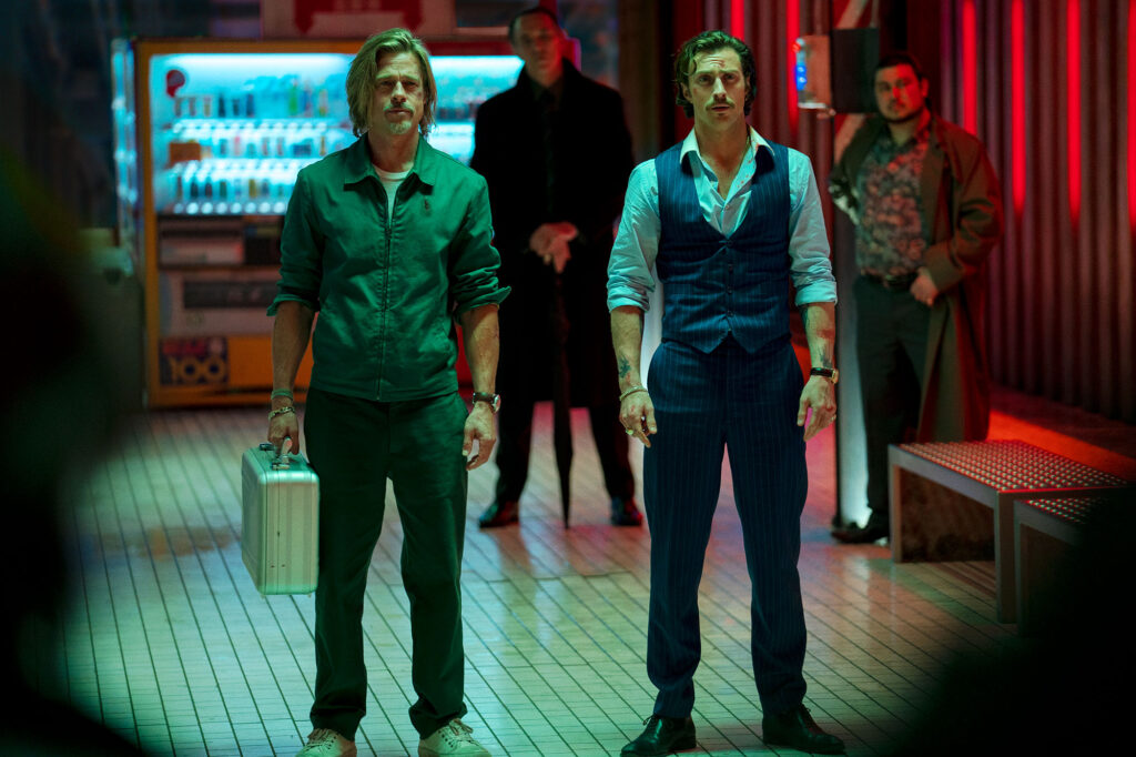 Brad Pitt and Aaron Taylor-Johnson in Bullet Train (2022)