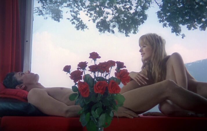 Marianne Faithfull and Alain Delon in The Girl on a Motorcycle (1968)