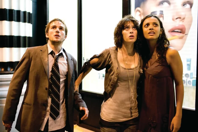 Lizzy Caplan, Jessica Lucas, and Michael Stahl-David in Cloverfield (2008)