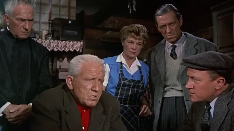 Spencer Tracy, William Demarest, Jim Hayward, E.G. Marshall, and Claire Trevor in The Mountain (1956)
