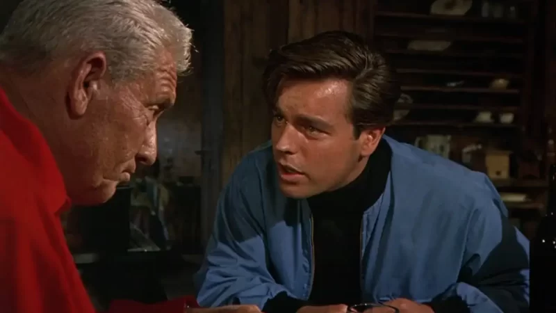 Robert Wagner and Spencer Tracy in The Mountain (1956)