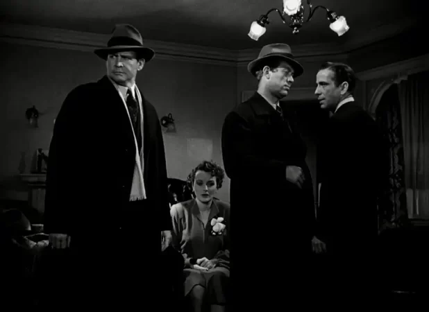 Humphrey Bogart, Mary Astor, Ward Bond, and Barton MacLane in The Maltese Falcon (1941)