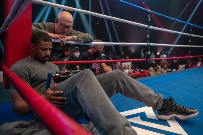 Director Michael B. Jordan and cinematographer Kramer Morgenthau on the set of their film
CREED III 
A Metro Goldwyn Mayer Pictures film
Photo credit: Eli Ade
© 2023 Metro-Goldwyn-Mayer Pictures Inc. All Rights Reserved
CREED is a trademark of Metro-Goldwyn-Mayer Studios Inc. All Rights Reserved.