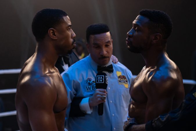 Michael B. Jordan stars as Adonis Creed and Jonathan Majors as Damian Anderson in
CREED III 
A Metro Goldwyn Mayer Pictures film
Photo credit: Eli Ade
© 2023 Metro-Goldwyn-Mayer Pictures Inc.
CREED is a trademark of Metro-Goldwyn-Mayer Studios Inc. All Rights Reserved.