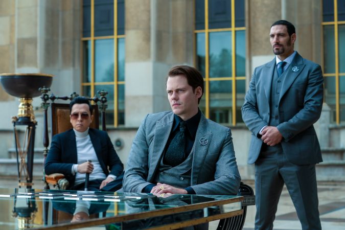 Donnie Yen as Caine, Bill Skarsgård as Marquis, and Marko Zaror as Chidi in John Wick: Chapter 4. Photo Credit: Murray Close