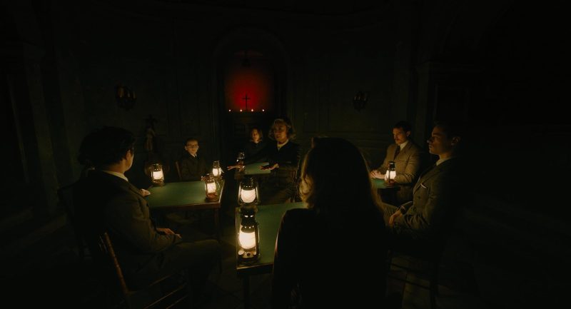 
Michelle Yeoh, Jude Hill, Camille Cottin, Jamie Dornan, Kyle Allen, and Maxime S. Girard in A Haunting in Venice (2023)