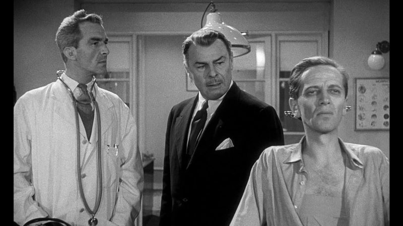 Brian Donlevy, David King-Wood, and Richard Wordsworth in The Quatermass Xperiment (1955)