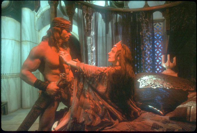 
Arnold Schwarzenegger and Sarah Douglas in Conan the Destroyer (1984)