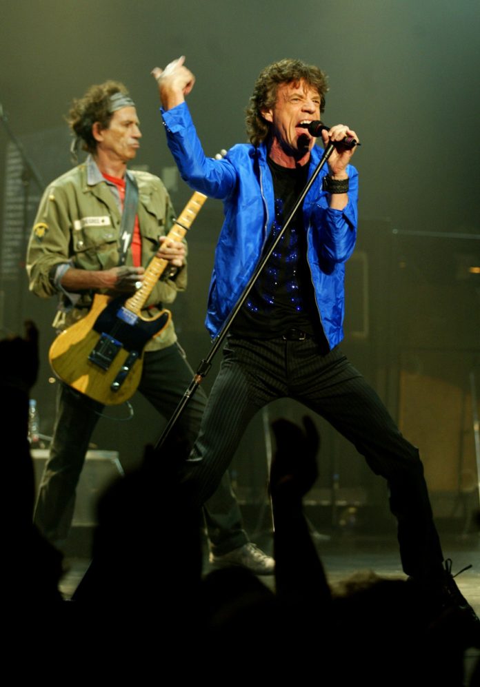 THE ROLLING STONES IN CONCERT AT THE WILTERN THEATER ON 11/4/02. Mick Jagger, and Keith Richards (rear). (Getty Images)